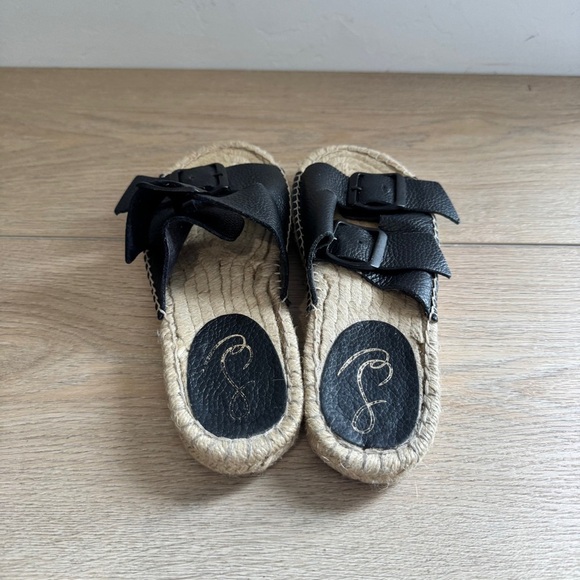 SAM EDELMAN Becca Black Leather Slide Sandal Espadrille - Picture 4 of 6